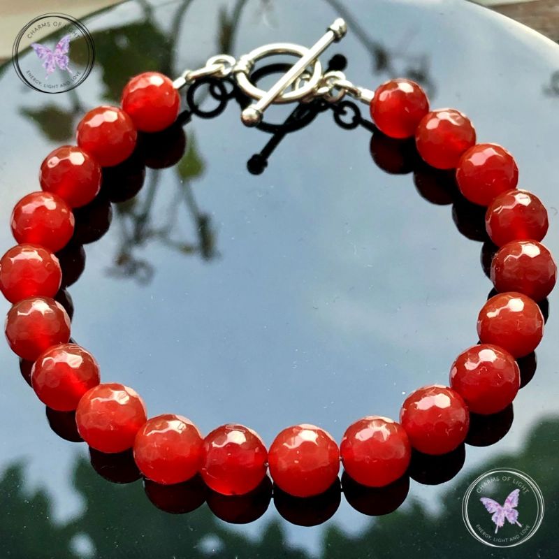 Carnelian Healing Bracelet With Silver Toggle Clasp